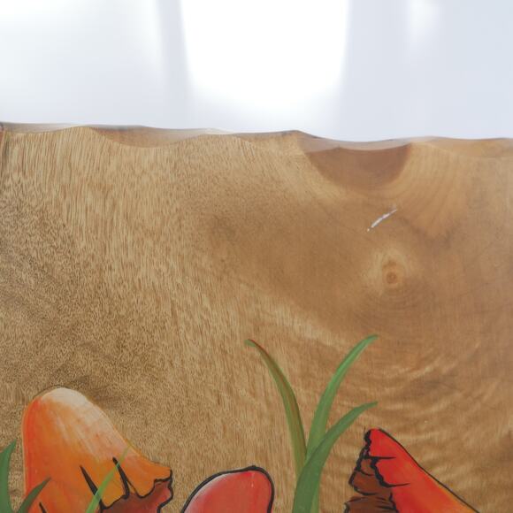 60s vintage Myrtlewood hand-painted mushroom wall décor 9” x 7” - Picture 5 of 10